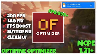 Minecraft FPS Optimizer 🚀| No Lag Feeling Mod for MCPE/Bedrock (1.21+)