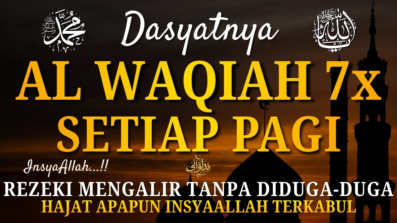 Surat Al WAQIAH 7x, Dengarkan Hutang Lunas | Rezeki Datang Dari Berbagai Arah, Bacaan Al Quran Merdu