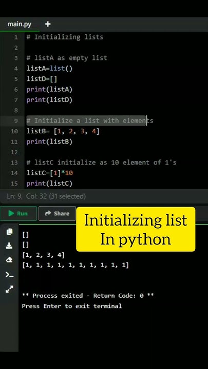 how to initialize list in Python #coding #programming - YouTube