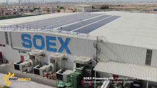 Solar-Battery-Diesel Hybrid Power - SOEX Processing ME - Tesla Power Packs