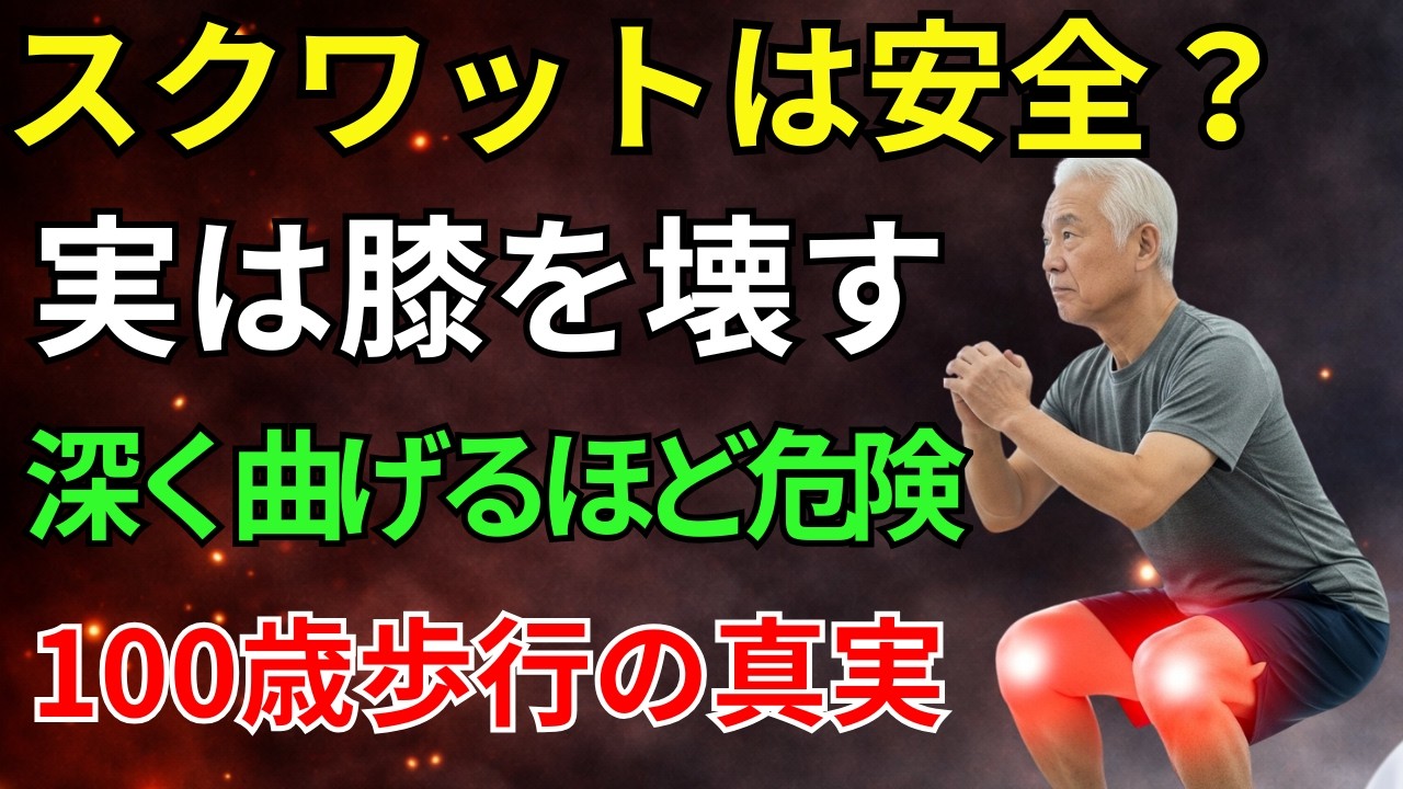 【衝撃事実】スクワットは本当に安全？膝に優しい100歳歩行術｜膝痛改善・100歳まで歩く#健康寿命#膝痛改善#スクワット危険#100歳まで歩く