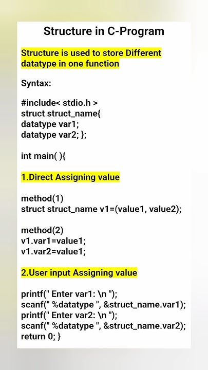 Structure in C-Program with Syntax #structure #syntax #code - YouTube