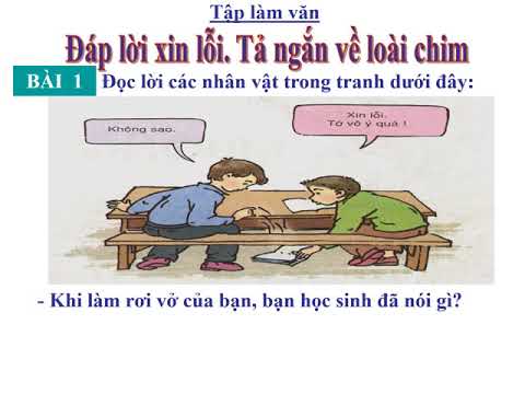 Tập làm văn lớp 2 : Đáp lời xin lỗi. Tả ngắn về loài chim.