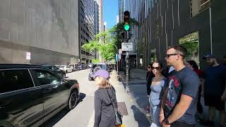 Walking North On Michigan Avenue Downtown Chicago