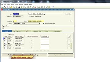 BOM Alternate Routings, Oracle Applications Training
