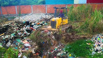 Amazing New Actions! Filling Land For A House, Garbage Dump By Skills Dozer D31p Pushing Soil, Trash