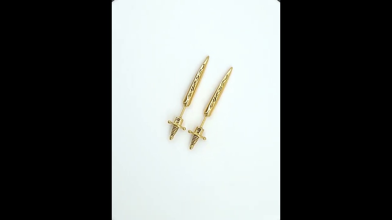 Золотистая моносерьга 🗡 Кинжал
