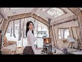 CAMPING IN A SNOWY FIELD WITH A 4-ROOM INFLATABLE TENTㅣCOZY ASMRㅣRELAXING CAMP