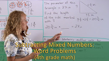 Subtracting mixed numbers -  word problems (4th grade math)