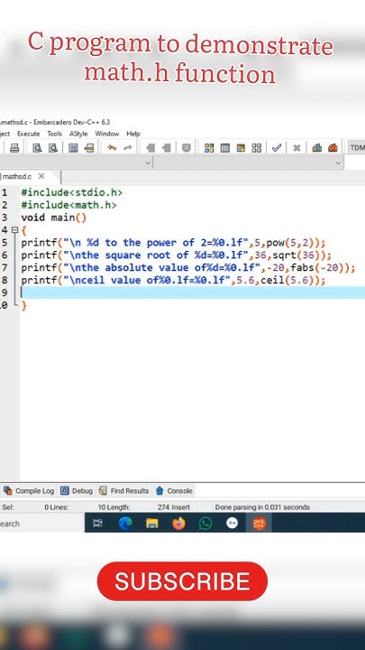 c program to demonstrate math.h function() in C language | #learn # ...