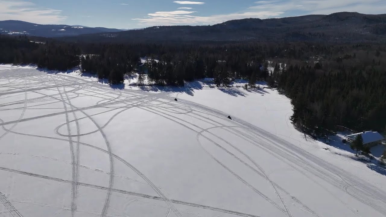 Winter Drone View of Back Lake, Pittsburg NH (Part 1)