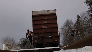 CN 595 Runs Over My GoPro! CN 595 Reversing Across Hanes Rd (Huntsville) (DEC/21/2021)