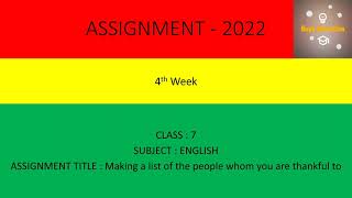 Class 7 4th week English assignment Answer 2022 | Assignment Class 7 2022