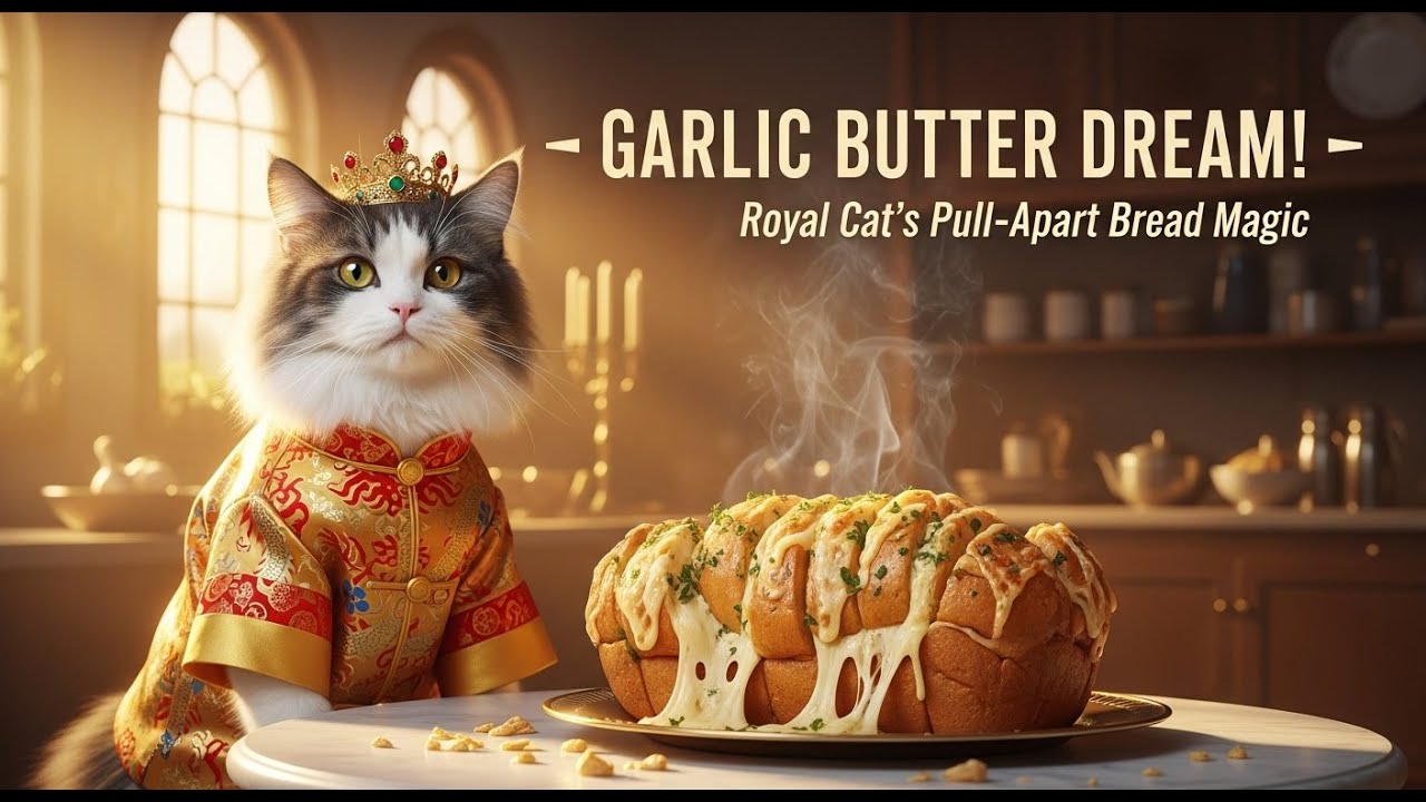 Royal Cat Bakes Garlic Butter Pull Apart Bread | Catchef Bakery