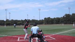Sam Eagan hits an RBI single for the first run of the game