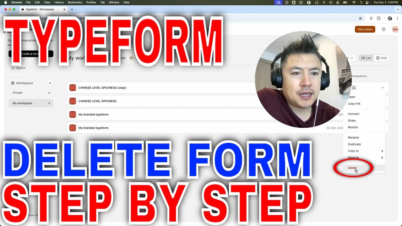 How To Delete Remove Form In Typeform 🔴 - YouTube