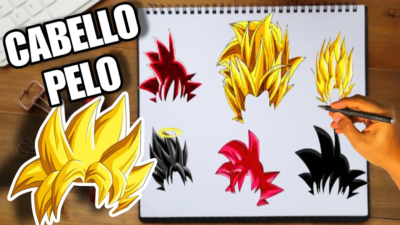 📌 COMO DIBUJAR Y COLOREAR CABELLO Y PELO DE GOKU ANIME DRAGÓN BALL Z ️ ...