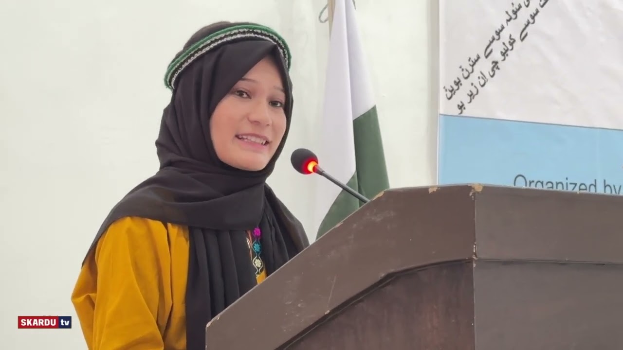 The girls of baltistan deliver speech in Balti  language ￼