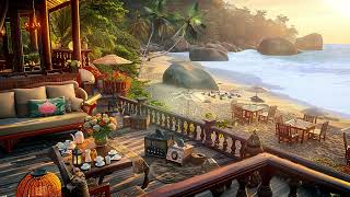 Relaxing Jazz for Focus ☕ Outside Balcony Coffee Shop with Summer Beach Atmosphere, Uplifting Mood