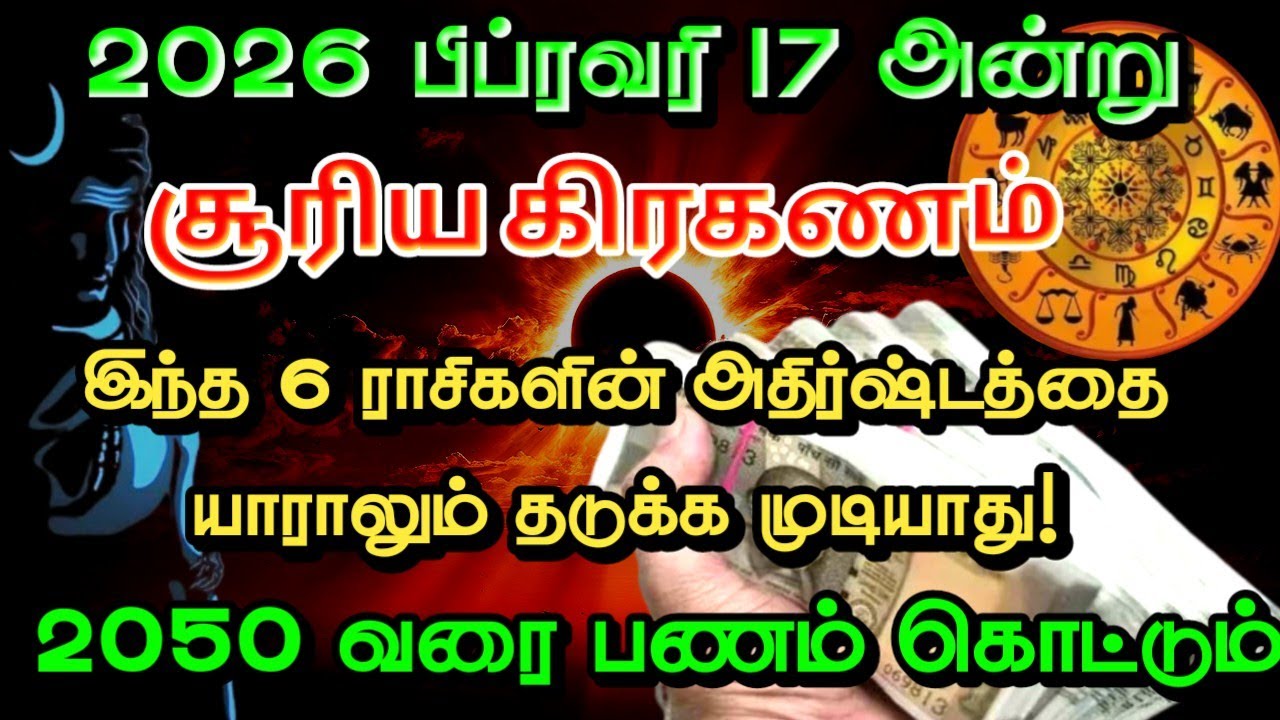பிப்ரவரி 17, 2026 சூரிய கிரகணம் | மகா சிவராத்திரி பிறகு 7 ராசிகளுக்கு அதிர்ஷ்ட வெடிப்பு!