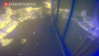 Home security camera footage shows terrifying moment LA wildfire consumes property