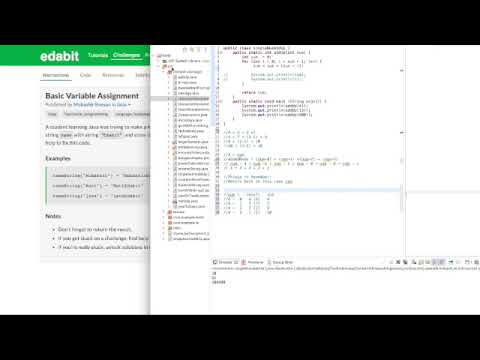 Basic Variable Assignment in Java from Edabit Solution