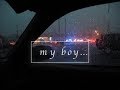 ''My boy'' Billie Eilish while driving in the rain