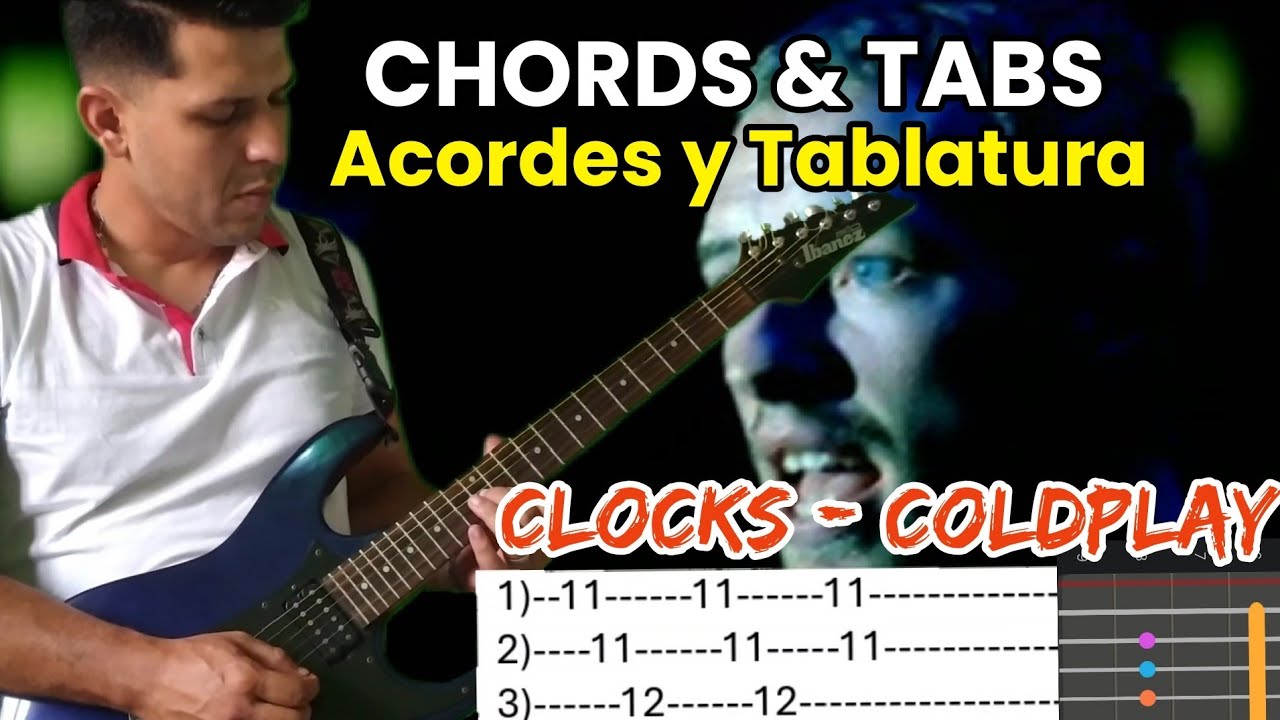 cómo tocar CLOCKS de COLDPLAY en GUITARRA TUTORIAL con ACORDES y