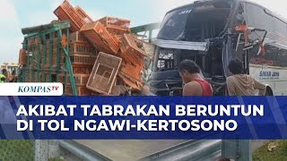 A pile-up on the Ngawi-Kertosono Toll Road involved four vehicles, leaving three injured.