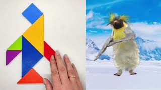 Dancing penguins is so funny! Watch them while Solving Wooden Shapes Tangram Puzzle screenshot 4