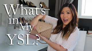 What's In My Bag? YSL Monogram Envelope Bag - WIMB Medium Saint Laurent in Dark Beige