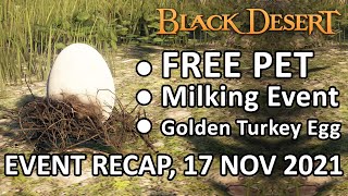 FREE PET, Milk, Golden Turkey Egg, The Manor GM Event (Event Recap, 17 Nov 2021) Black Desert Online