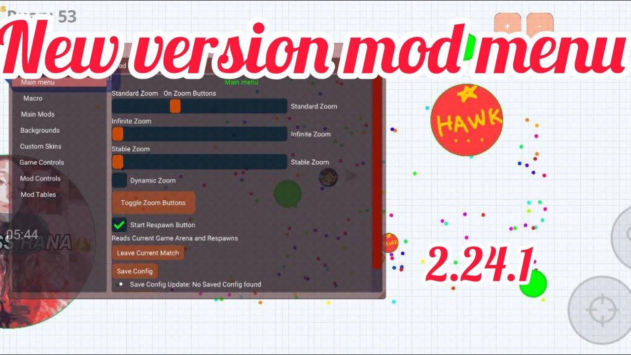 NEW VERSİON 2.24.1 ANDROİD ZOOM MOD MENU (AGARİO MOBİLE) 