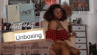 Birthday Unboxing - UNice hair, Shein Jewelry, Press on nails