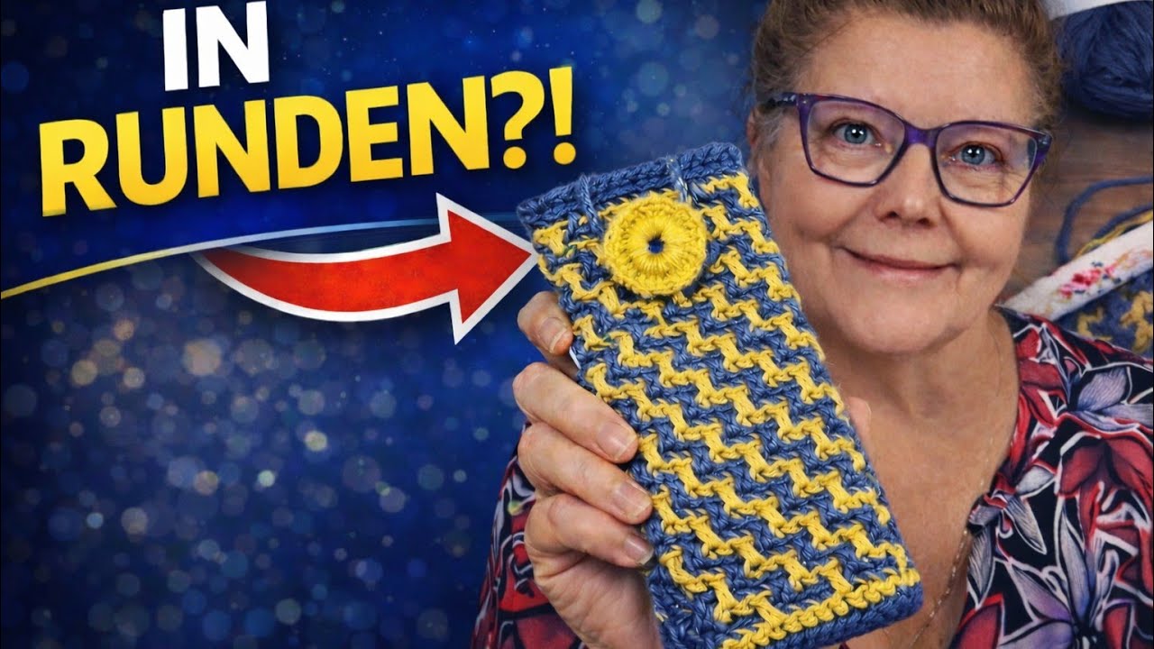Mosaikhäkeln in Runden lernen | Handyhülle einfach häkeln Schritt für Schritt