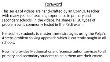 PSLE Math problem sums rates