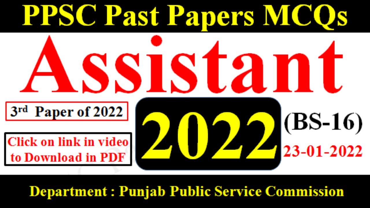 PPSC Assistant paper 2022 PPSC Department complete solved PPSC Past