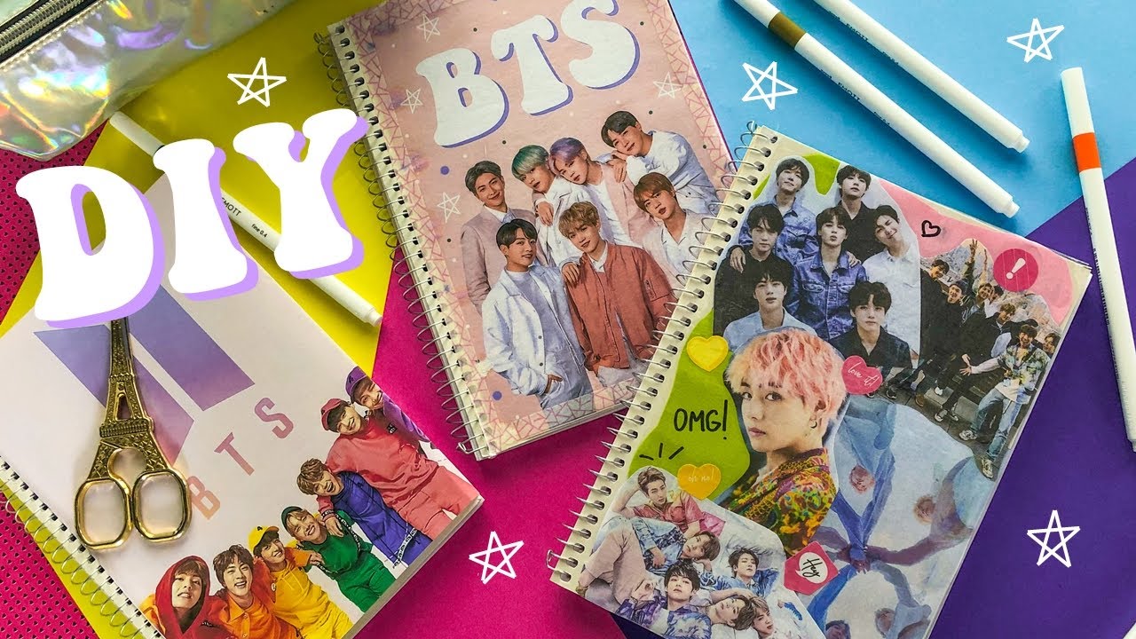 DIY KPOP: COMO FAZER MATERIAL ESCOLAR DO BTS