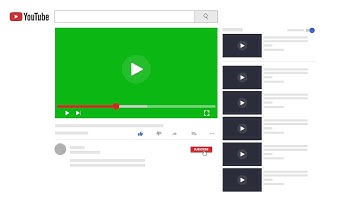 Animated YouTube video place holder, subscribe button and bell notification green screen