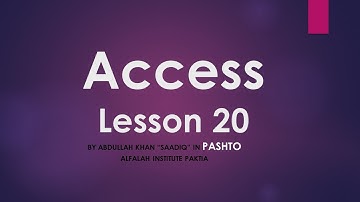 Access in Pashto By Abdullah Khan Lesson 20
