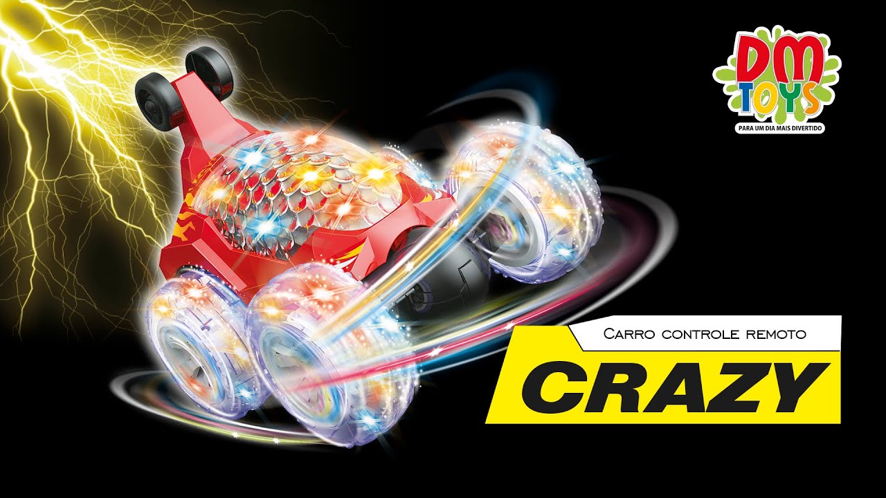 Carro Controle Remoto Lx Turbo Car Crazy Gira 360º 4 Funções DMTOYS J.A  BRINKS - Diversão Garantida!