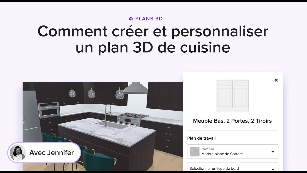 Comment créer et personnaliser un plan 3D de cuisine - YouTube
