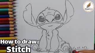 How to draw stitch step by step \& easy for beginners