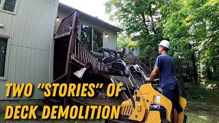 WATCH: Dangerous 2-Story Deck Demolition with a Mini Skid Steer! 