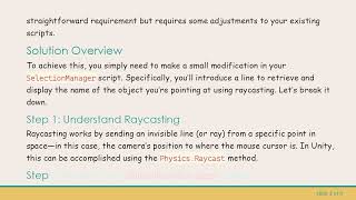 How to Print the Name of an Object You're Pointing to in Unity Using Raycasting