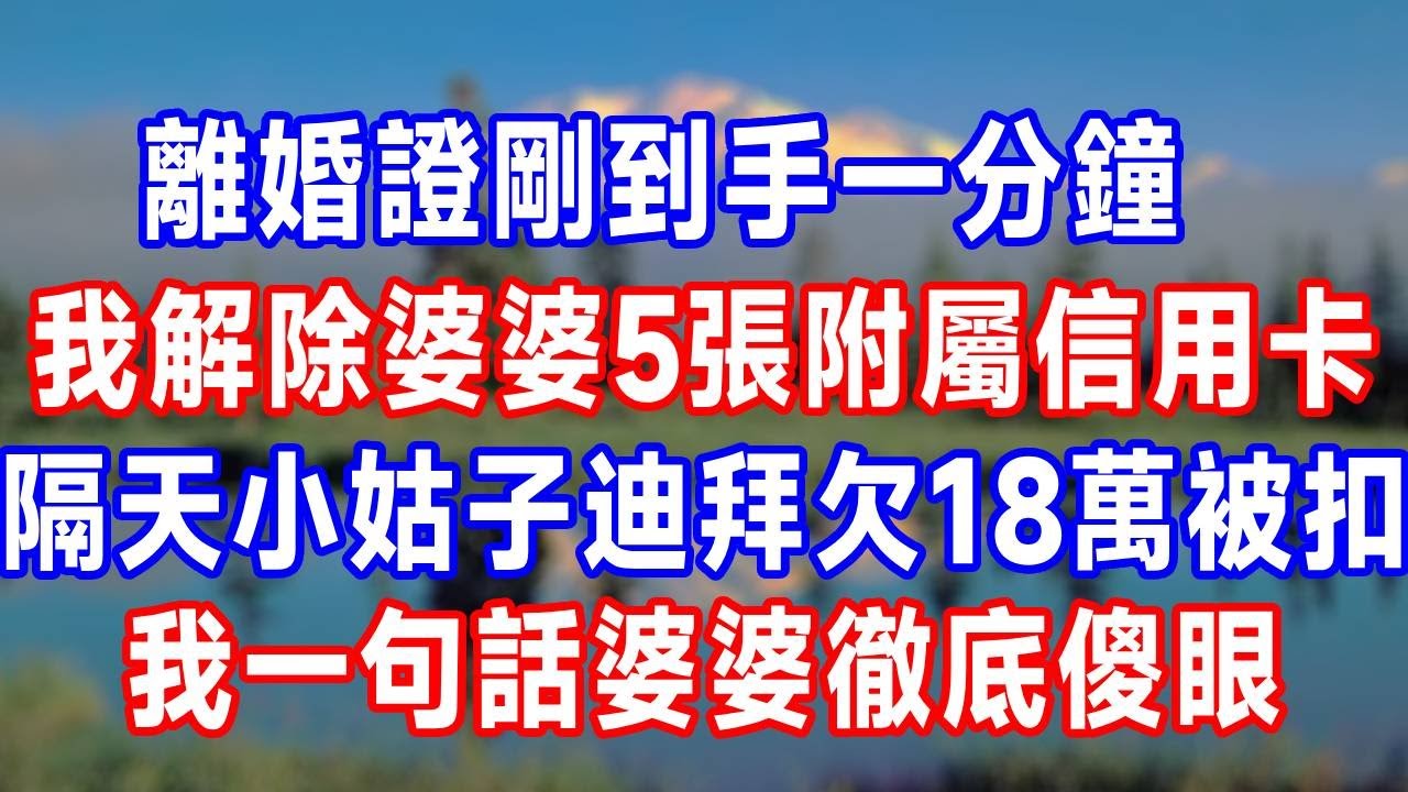 離婚證剛到手一分鐘，我立即解除婆婆5張附屬信用卡，隔天小姑子迪拜欠18萬被扣，我一句話婆婆徹底傻眼！#婆媳 #生活經驗 #人生感悟