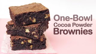 5-Minute One-Bowl Cocoa Powder Brownies The Best Fudgy Brownies Recipe Baking Cherry