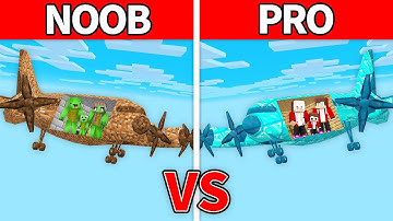 Mikey Family & JJ Family - NOOB vs PRO : Plane House Build Challenge in Minecraft (Maizen)