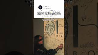 Rihanna And Aap Rocky visiting Hue Boston Last Nightsigning Wall Autographs rihanna