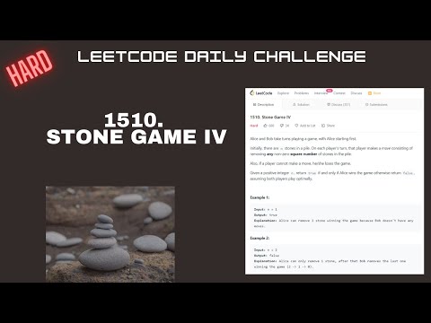 Leetcode 1510. Stone Game IV || Game Theory || DP || Leetcode Daily Challenge